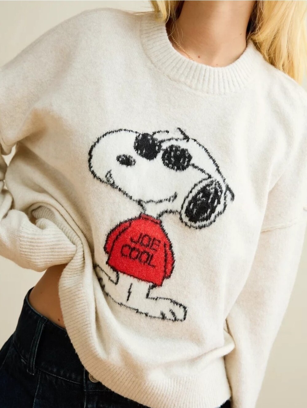 American Eagle Outfitters Snoopy Joe Sweater in Oatmeal color - Size L